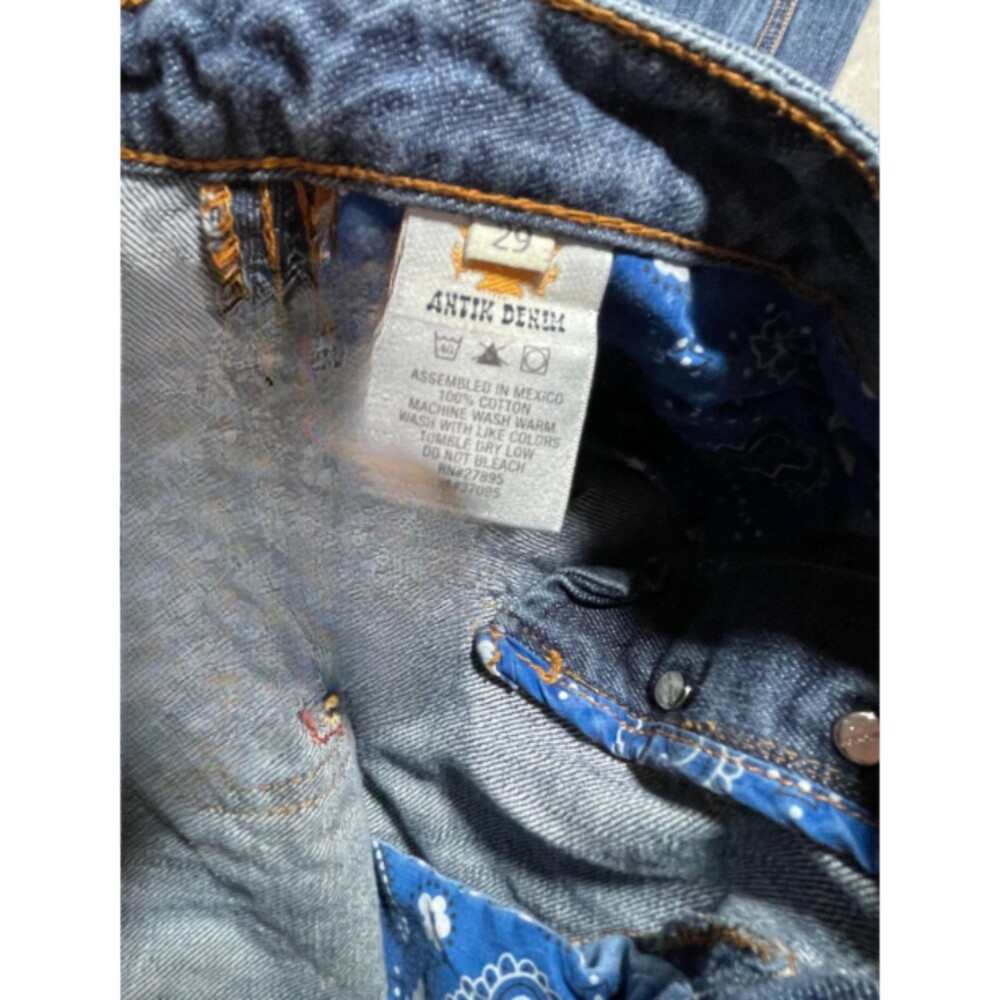 Antik Denim Y2K Flare Jeans Women Size 29 Denim Embroidered Low Rise - Picture 2 of 12